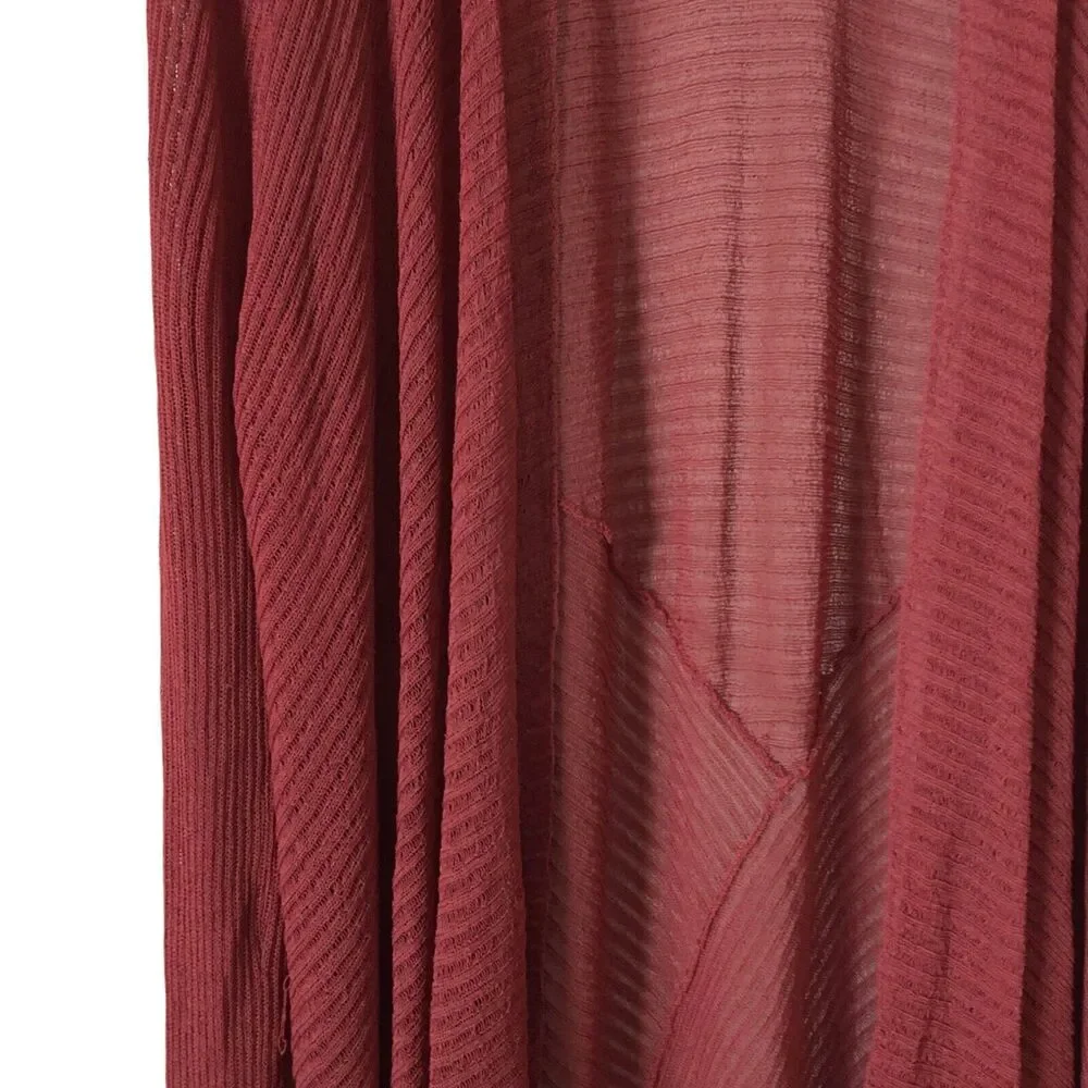 Eileen Fisher Women's Knit Top Cardigan Size M Red Sheer Long Sleeve Shawl - Picture 9 of 10
